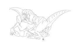 2boys 69 2011 69_position dinosaur duo erection fellatio feral feral_on_feral male male_only monochrome penis screech sex sharp_teeth the_land_before_time thud white_background yaoi