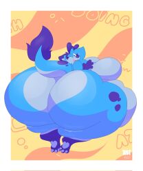 anthro azule_(jiggledoggle) big_belly blushing furry gigantic_butt huge_butt jiggledoggle looking_at_viewer looking_back massive_butt seductive_look thick_thighs