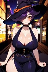 1girls ai_generated goth_girl halloween halloween_costume karmavt owozu virtual_youtuber vtuber witch_costume