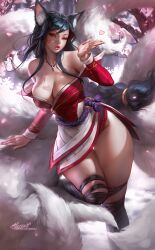 9_tails ahri aleriia_v animal_ear_fluff animal_ears animal_girl big_breasts black_hair breasts busty child_bearing_hips cleavage clothing curvaceous curves curvy curvy_body curvy_female curvy_figure curvy_hips eyelashes eyeliner eyeshadow facial_markings female female_only fluffy fluffy_ears fluffy_tail fluffy_tails fox fox_ears fox_girl fox_tail furry_tail hips hourglass_figure huge_breasts humanoid inner_ear_fluff kemonomimi kitsune large_breasts league_of_legends lerapi light-skinned_female light_skin lips lipstick long_hair multiple_tails nine_tailed_fox pale-skinned_female pale_skin riot_games tail thick_thighs thighs vastaya video_games voluptuous wide_hips yellow_eyes