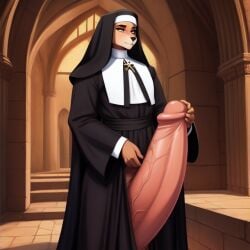 ai_generated anthro big_penis futa_only futanari huge_cock nun nun's_habit nun_futa nun_outfit self_upload veiny_penis