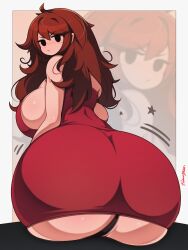 1girls 2023 alternate_breast_size annoyed ass breasts brown_hair dat_ass demon_ demon_girl dress female friday_night_funkin girlfriend_(friday_night_funkin) huge_ass light-skinned_female light_skin long_hair looking_at_viewer naughty_face newgrounds probablynoon thick_thighs