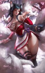 9_tails ahri aleriia_v animal_ear_fluff animal_ears animal_girl big_breasts black_hair breasts busty child_bearing_hips cleavage clothing curvaceous curves curvy curvy_body curvy_female curvy_figure curvy_hips eyelashes eyeliner eyeshadow facial_markings female female_only fluffy fluffy_ears fluffy_tail fluffy_tails fox fox_ears fox_girl fox_tail furry_tail hips hourglass_figure huge_breasts humanoid inner_ear_fluff kemonomimi kitsune large_breasts league_of_legends lerapi light-skinned_female light_skin lips lipstick long_hair multiple_tails nine_tailed_fox pale-skinned_female pale_skin riot_games tail thick_thighs thighs vastaya video_games voluptuous wide_hips yellow_eyes