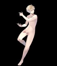 1boy attack bare_legs barefoot black_background blonde_hair codename_edit completely_nude edit fire_emblem fire_emblem_fates fire_emblem_heroes legs leo_(fire_emblem) leo_(summer)_(fire_emblem) male male_only nintendo nude nude_filter nude_male open_mouth penis red_eyes short_hair solo uncensored