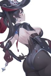 1girls ass ass_focus back big_ass big_breasts big_thighs breasts clothing female genshin_impact huge_ass huge_thighs kaneko_(bblogtinhan) large_ass large_thighs mona_(genshin_impact) thick_thighs thighs white_background