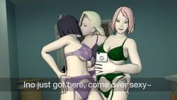 3d 3girls animated blonde_hair boruto:_naruto_next_generations bra fartoohorny female female_only french_kiss garter_straps hyuuga_hinata ino_yamanaka kissing lingerie married_woman milf mp4 multiple_girls naruto no_sound panties pink_hair purple_hair sakura_haruno self_upload selfie short_playtime source_filmmaker stockings tagme video yuri