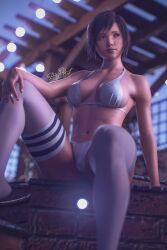 1girls 2xp_studios 3d asian asian_female bikini black_hair breasts female female_focus final_fantasy final_fantasy_vii final_fantasy_vii_remake french_nails light-skinned_female long_fingernails looking_away outdoors pizz3d pose puzz3d short_hair solo solo_female square_enix thighhighs yuffie_kisaragi