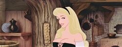 aurora_(sleeping_beauty) big_breasts blonde_hair breasts cleavage disney disney_princess edit female frixos long_hair princess royalty screenshot_edit sleeping_beauty_(1959_film) smile smiling