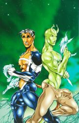 2boys alien alien_boy alien_humanoid bulge camili-cat class_comics green_body green_skin locus male male_focus male_only patrick_fillion