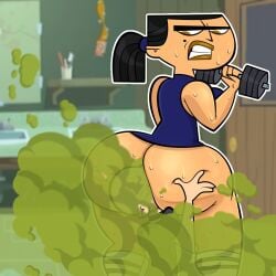 annoyed_expression big_ass cartoon_network dumptruck_ass eva_(tdi) fart fart_fetish farting farting_in_face sweaty_butt total_drama_island