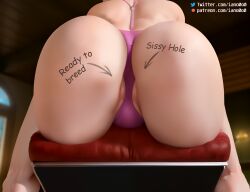 1boy 1femboy 3d ai_generated alexi_(iano0o0) ass ass_focus bare_shoulders bending_over big_ass body_writing couch dat_ass dumptruck_ass english_text exposed_ass exposed_back fat_ass femboy feminine feminine_male furniture girly huge_ass huge_butt iano0o0 leaning_forward light-skinned_male light_skin male male_focus male_only marker markings panties presenting presenting_ass presenting_butt presenting_hindquarters shiny_ass shiny_skin sissy solo thick thick_ass thick_boy thick_thighs trap wide_hips writing writing_on_ass writing_on_body