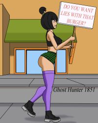 1girls angry angry_expression angry_face ass ass_out boots bottomless brown_hair bubble_butt commentary_request danny_phantom female ghosthunter1851(artist) goth goth_girl huge_ass huge_butt medium_breasts miniskirt nickelodeon nipples_visible_through_clothing pokies protesting purple_socks sam_manson short_hair short_skirt skirt skirt_lift socks socks_and_boots solo stockings thigh_socks thighhighs very_short_skirt