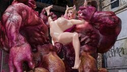 3d 4k ahri baron_of_hell_(doom) big_breasts blue_eyes breasts demon doom double_penetration female fucked_senseless fucked_silly k/da_all_out_ahri league_of_legends light_skin male mehlabs monster nude nude_female penis