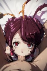 1boy 1girls ai_generated deepthroat entoma_vasilissa_zeta female insect_girl overlord_(maruyama) pov