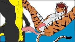 anal animal_genitalia anthro balls belly bengal_tiger bodily_fluids cum cum_drip cum_inside dragon dripping duo erection ernesto_(rebeldragon101) felid flaccid foreskin genital_fluids genitals hi_res knot knotted_tapering_penis leaking_anus leaking_cum male male/male mammal markings muscular nude open_mouth pantherine pecs penis prehensile_penis rebeldragon101 saggy_balls sex sheath sheath_pulled_back soft_penis spread_legs spreading striped_markings stripes tail tapering_penis thick_thighs tiger