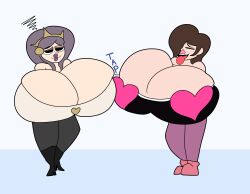 2girls bad_anatomy bimbo bimbofication breasts female female_only fire_emblem fire_emblem_fates gigantic_breasts kagero_(fire_emblem) nintendo orochi_(fire_emblem) teaset_haliley