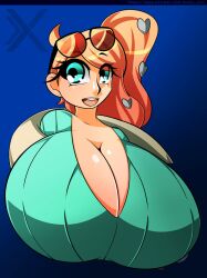 big_breasts boob_window breasts_bigger_than_head clothed d-xross female female_only huge_breasts nintendo pokemon pokemon_ss sonia_(pokemon)