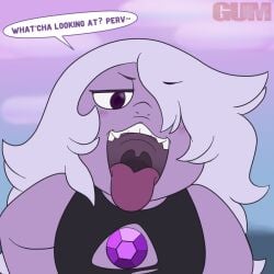 1girls amethyst_(steven_universe) blush fries gum-k mawshot mouth_fetish mouth_open mouth_shot open_mouth pov presenting_mouth solo steven_universe throat tongue tongue_out uvula