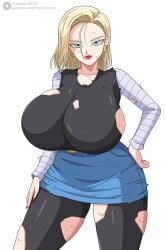 1girls android_18 blonde blonde_female blonde_hair blonde_hair_female blue_eyes blue_eyes_female cameltoe cleavage curvy dragon_ball erect_nipples female gigantic_breasts huge_areolae huge_ass puffy_nipples red_lips short_hair short_hair_female thick_hips toshiso voluptuous wide_hips yellow_hair