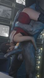 1boy 1girls 3d 3d_(artwork) 69 ada_wong ass ass_on_face balls big_penis clothed clothed_female_nude_male clothing duo fellatio female huge_cock large_penis licking_penis male monster mr_x muscular muscular_male resident_evil resident_evil_2 resident_evil_2_remake riversizd thighhighs tyrant upside-down