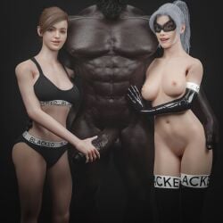 1boy 2girls 3d 3d_(artwork) abs big_penis black_cat_(insomniac) black_cat_(marvel) black_penis blacked blacked_cat_(marvel) blacked_clothing brown_hair currysfm dark-skinned_male dark_skin felicia_hardy female hand_on_stomach head_out_of_frame holding_penis huge_cock human human_only insomniac_games interracial light-skinned_female light_skin looking_at_viewer male marvel marvel_comics mary_jane_watson mary_jane_watson_(insomniac) muscular muscular_male netorare pimp spider-man_(insomniac_series) spider-man_(ps4) spider-man_(series) straight uncensored white_hair