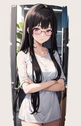 ai_generated black_hair female female_only glasses purple_eyes snowbreak:_containment_zone tagme yao_(snowbreak:_containment_zone)