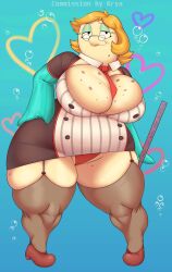 1boy 1girls big_breasts blonde_hair cleavage clenched_teeth curvaceous curvy curvy_female curvy_figure eyeshadow female female_only glasses kryadrawgin large_breasts lipstick looking_at_viewer mature mature_female mature_woman milf mrs._puff panties partially_clothed pointless_clothing pufferfish solo solo_female solo_focus spongebob_squarepants teacher thick_ass thick_legs thick_thighs thighs tie voluptuous voluptuous_female wardrobe_malfunction