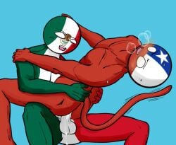 animal_genitalia chile_(countryhumans) countryhumans cum cum_drip cum_in_ass furry mexico_(countryhumans) moaning penis_in_ass weedank