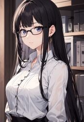 ai_generated black_hair blue_eyes female female_only glasses snowbreak:_containment_zone tagme yao_(snowbreak:_containment_zone)