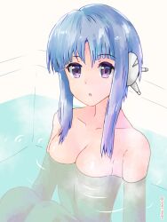 bathing bathtub blue_eyes blue_hair embarrassed embarrassed_nude_exposure hmx-17a ilfa_(to_heart) naked robot_ears robot_girl robot_humanoid robotic_reveal to_heart_(series) to_heart_2 to_heart_2_another_days