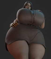 1girls 3d 3d_(artwork) apokailypseart big_breasts blind blind_eye breasts breasts_bigger_than_head commission female female_only fortnite fortnite:_battle_royale giantess height_difference huge_breasts looking_at_viewer looking_down looking_down_at_viewer marigold_(fortnite) mini_giantess pov scar scar_across_eye solo solo_female solo_focus thick_thighs thighs video_game_character ych