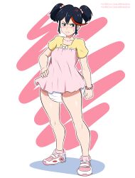 abdl adult_baby blush diaper diaper_fetish dress embarrassed embarrassed_female female frilly_dress infantilism kill_la_kill matoi_ryuuko red-moda ribbon sneakers tomboy twintails