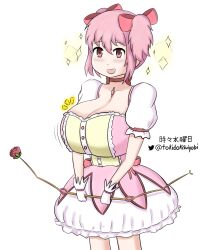 big_breasts dress female huge_breasts madoka_kaname mahou_shoujo_madoka_magica pink_hair puella_magi_madoka_magica tagme tokidokisuiyobi twintails