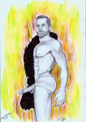 big_penis cock_out dick gay gay_male hairy_chest hand_drawn hard_on muscles muscular muscular_body muscular_male naked naked_male paint painting_(artwork) pencil pencil_(artwork) pencil_sketch sketches_by_adab the_art_of_lucasg