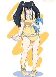 abdl adult_baby bottle_of_milk bushy_eyebrows diaper diaper_fetish embarrassed embarrassed_female female infantilism kill_la_kill kiryuuin_satsuki onesie plushie red-moda ribbon twintails