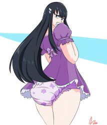 abdl adult_baby bushy_eyebrows diaper diaper_fetish dress embarrassed embarrassed_female female frilly_dress infantilism kill_la_kill kiryuuin_satsuki pacifier red-moda ribbon