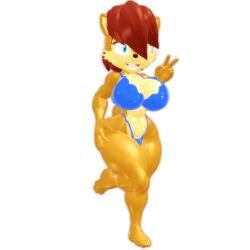 1girls archie_comics big_breasts big_hips big_thighs female furry hourglass_figure josugomezofficialnew peace_sign sally_acorn sega solo_female underwear