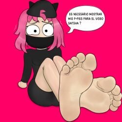 1girl 1girls blush feet female foot_fetish hat hispanic pink_hair roblox roxicake roxicake_(youtube) simple_background soles youtube youtube_hispanic youtuber youtuber_girl