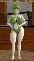 1girls 3d 3d_animation 9:16 animated aqualings barefoot big_breasts big_thighs breasts cleavage cleavage_cutout clothing_cutout dancing female female_only glitch_productions green_hair green_one-piece_swimsuit green_swimsuit hip_sway loop looping_animation melony_(smg4) navel no_sound one-piece_swimsuit short_hair shorter_than_10_seconds side_cutout sideass smg4 solo stomach_cutout tagme vertical_video video