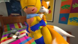 2boys 3d anal anthro bodily_fluids canid canine clothing cum cumshot digital_media_(artwork) ejaculation femboy flying_squirrel fox furry genital_fluids genitals legwear male mammal masturbation multiple_tails nude penis ray_the_flying_squirrel rodent sciurid sega sex small_penis sonic_(series) sonic_the_hedgehog_(series) source_filmmaker tails tails_the_fox thigh_highs yaoi