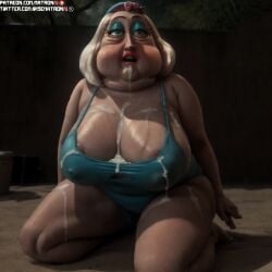 4k ai_generated bbw belly big_breasts big_breasts blonde_hair breasts breasts chubby chubby_female coraline cum cum_in_mouth cum_on_body cum_on_breasts female female_focus gilf granny highres matronai_(artist) mature mature_female mature_woman miriam_forcible nipple_bulge nipples overweight overweight_female patreon patreon_username pinup stable_diffusion swimsuit twitter_username