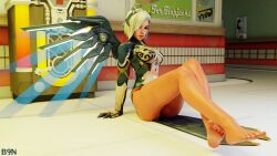 1girls 3d angela_ziegler b9n barefoot feet foot_fetish mercy overwatch overwatch_2 soles toes