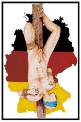 1981_simon_1981 big_penis bondage gay german_flag germany hand_drawn ink male naked naked_male nude nude_male pen_(artwork) sketches_by_adab skinny_male solo tied_up