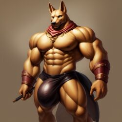 ai_generated canine huge_bulge huge_cock league_of_legends muscular muscular_male nasus