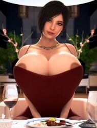 1girl 1girls 3d absurd_res absurdres ada_wong ada_wong_(adriana) alternate_breast_size areolae asian asian_female big_breasts black_hair brown_eyes chinese_female clothed clothing dress earrings female female_focus female_only hi_res high_resolution highres hourglass_figure huge_breasts jewelry large_breasts looking_at_viewer nipples resident_evil resident_evil_2 resident_evil_2_remake resident_evil_4 resident_evil_4_remake sampples short_hair solo solo_female solo_focus