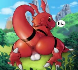 absurd_res anus ass balls bandai_namco digimon digimon_(species) dinosaur feet feral fuckboy gay genitals guilmon hi_res invalid_tag male narse perineum presenting reptile scalie spreading