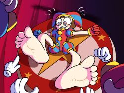 1girls 2023 2d 2d_(artwork) 2d_artwork big_feet embarrassed female foot_fetish foot_worship glitch_productions gooseworx pomni pomni_(the_amazing_digital_circus) the_amazing_digital_circus