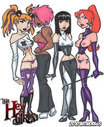 crush_(hex_girls) daphne_blake dark_skin dusk_(hex_girls) erotic_costume female female_only goth group hanna-barbera hex_girls human lord_santiago luna_(hex_girls) multiple_females multiple_girls mystery_inc nipples scooby-doo tagme thorn_(hex_girls)