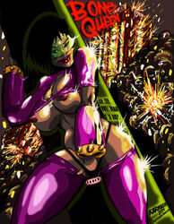 1girls 2009 bomb_queen colored female hand_in_panties image_comics karmagik masturbation solo the_chunt tinted_eyewear visor yellow-tinted_eyewear