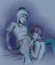 2boys clyde_donovan craig_tucker gay hat licking male male_only multiple_boys oral penis south_park uncensored yaoi